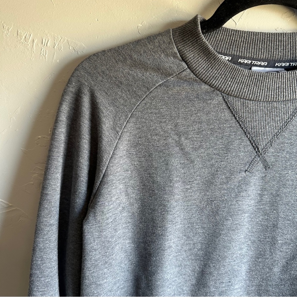 Kari Traa Gray Raglan Sleeve Crew Neck Sweatshirt Pullover Activewear Athleisure - Picture 3 of 13